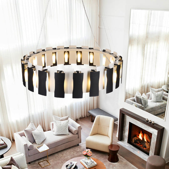 Postmodern Black and White Circular Chandelier Pendant Light for Living Room