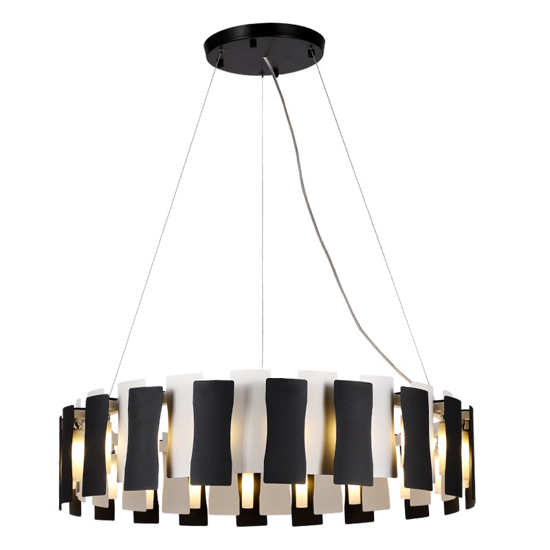 Modern Black & White Circular Chandelier Pendant Light - Creative Metal Design For Living Room 16 /