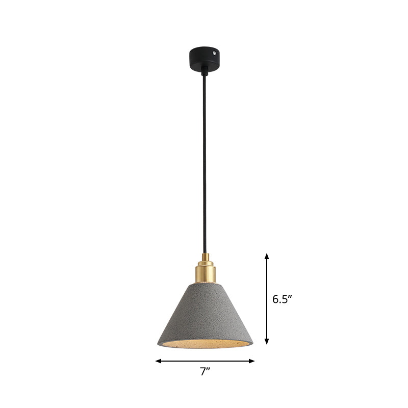 Minimalist Concrete Conical Pendant Light: 1-Head Ceiling Suspension Lamp
