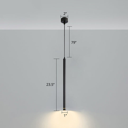 Minimalistic Tube design LED Hanging Lamp for Bedside Suspension Pendant Light in Black