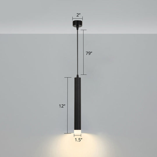 Minimalistic Tube design LED Hanging Lamp for Bedside Suspension Pendant Light in Black