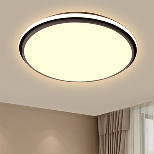Modern Circular Flush Mount LED Fixture, White/Warm Light, Acrylic Design - 12"/16"/19.5" Wide