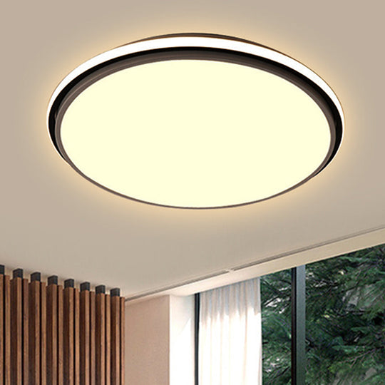 Modern Circular Flush Mount LED Fixture, White/Warm Light, Acrylic Design - 12"/16"/19.5" Wide