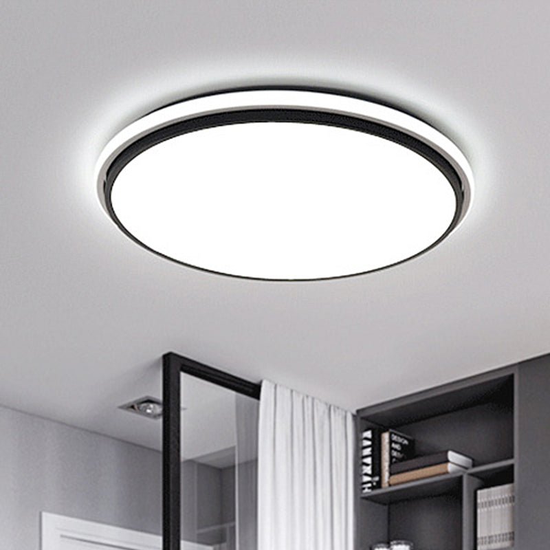 Modern Circular Flush Mount LED Fixture, White/Warm Light, Acrylic Design - 12"/16"/19.5" Wide