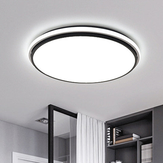 Modern Circular Flush Mount LED Fixture, White/Warm Light, Acrylic Design - 12"/16"/19.5" Wide
