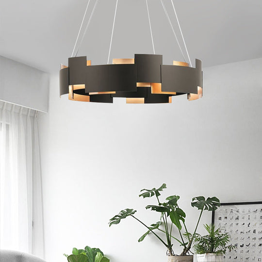 Postmodern Black And Gold Metal Pendant Chandelier Spliced Inner Suspension Light