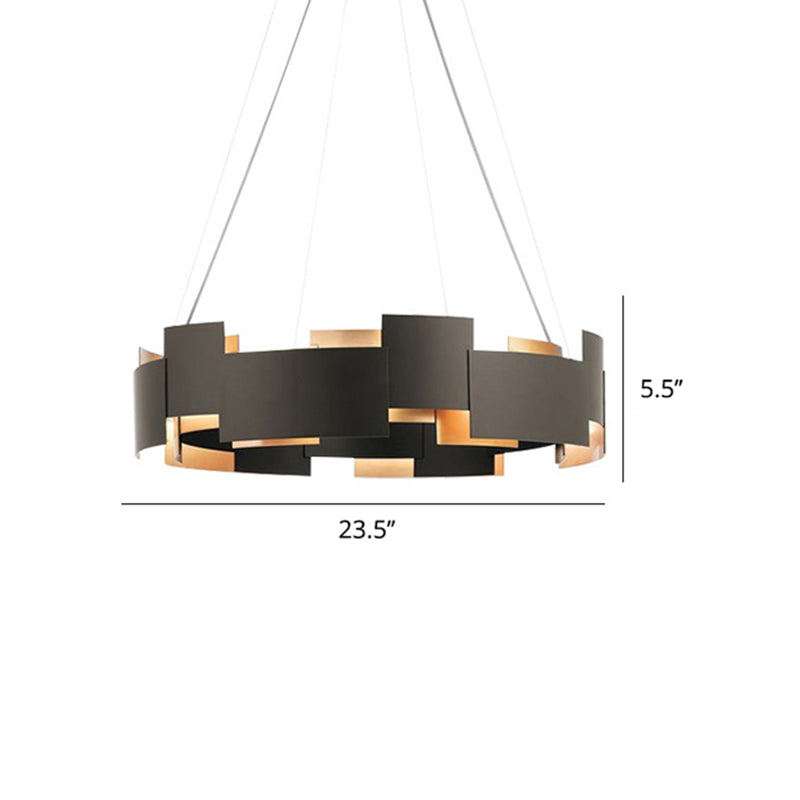 Postmodern Black And Gold Metal Pendant Chandelier Spliced Inner Suspension Light