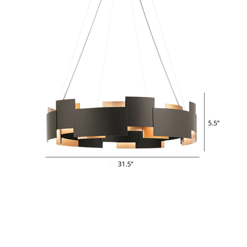 Black and Gold Metal Pendant Chandelier with Postmodern Splicing Design and Inner Suspension Light