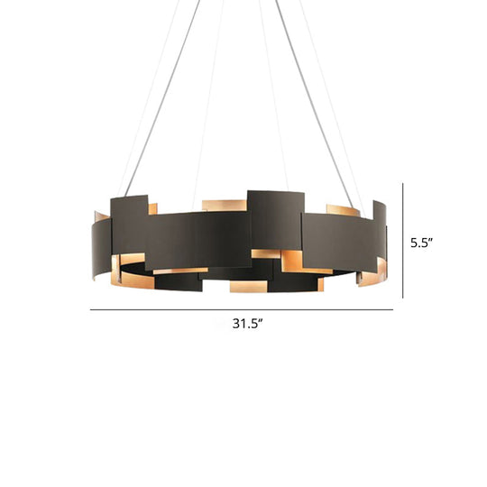 Postmodern Black And Gold Metal Pendant Chandelier Spliced Inner Suspension Light