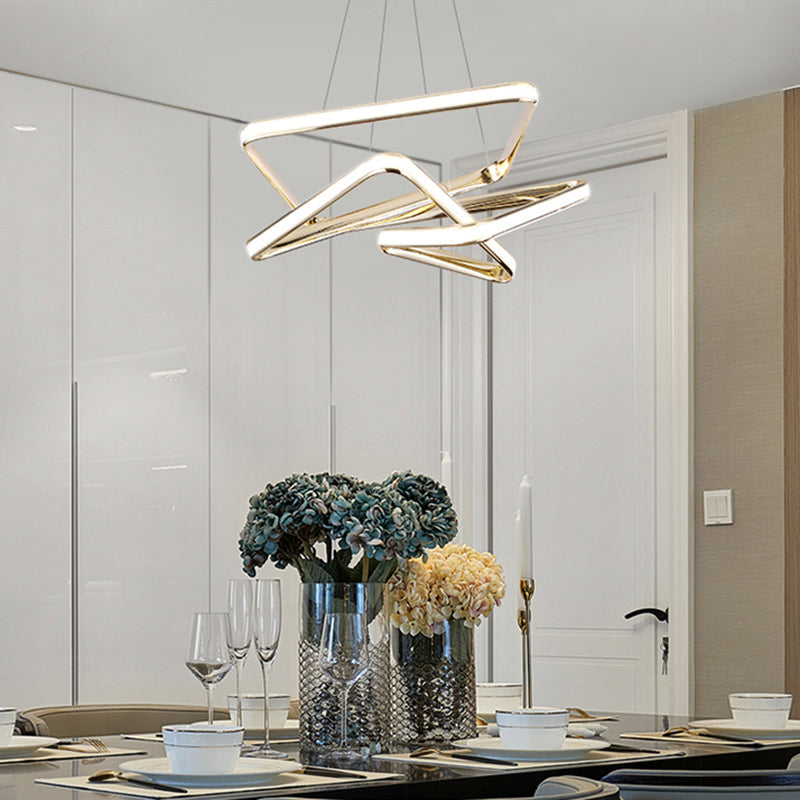 Sleek Contorted Gold Metal LED Pendant Light - Perfect for Living Rooms