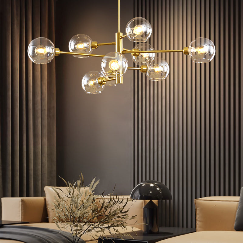 Contemporary Sputnik Chandelier - Glass Living Room Ceiling Light Fixture+