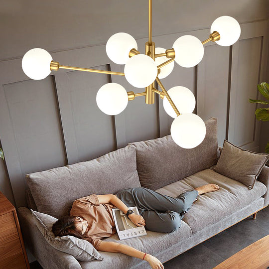 Contemporary Sputnik Chandelier - Glass Living Room Ceiling Light Fixture+