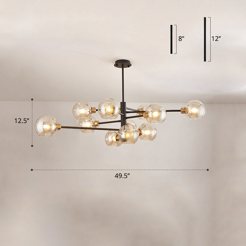 Contemporary Sputnik Chandelier - Glass Living Room Ceiling Light Fixture+