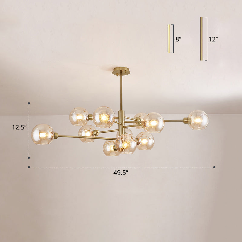 Contemporary Sputnik Chandelier - Glass Living Room Ceiling Light Fixture+