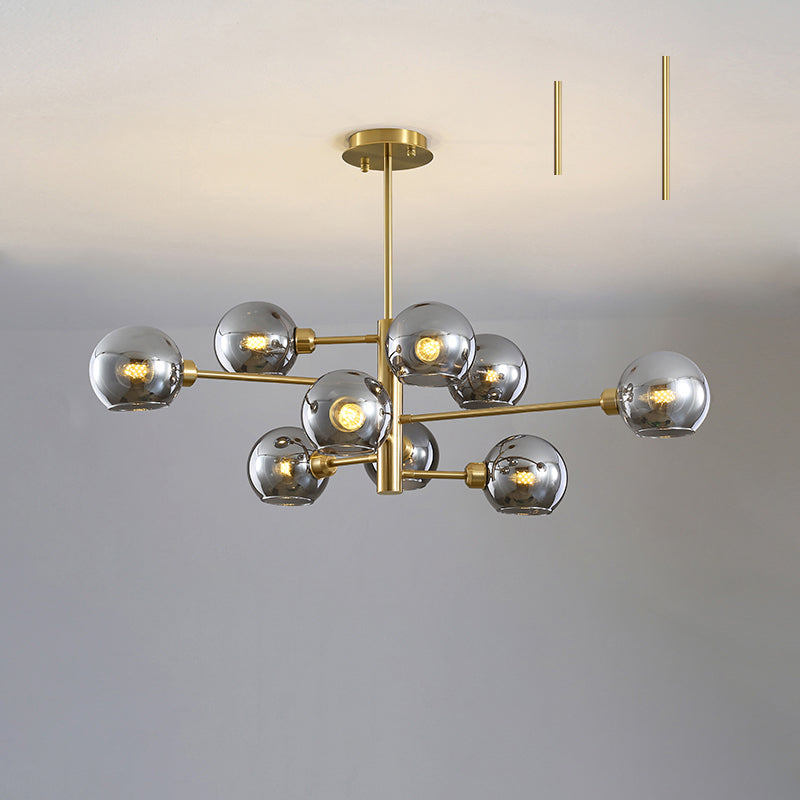 Sleek Postmodern Sputnik Chandelier For Living Room - Stylish Glass Ceiling Light Fixture 9 / Gold
