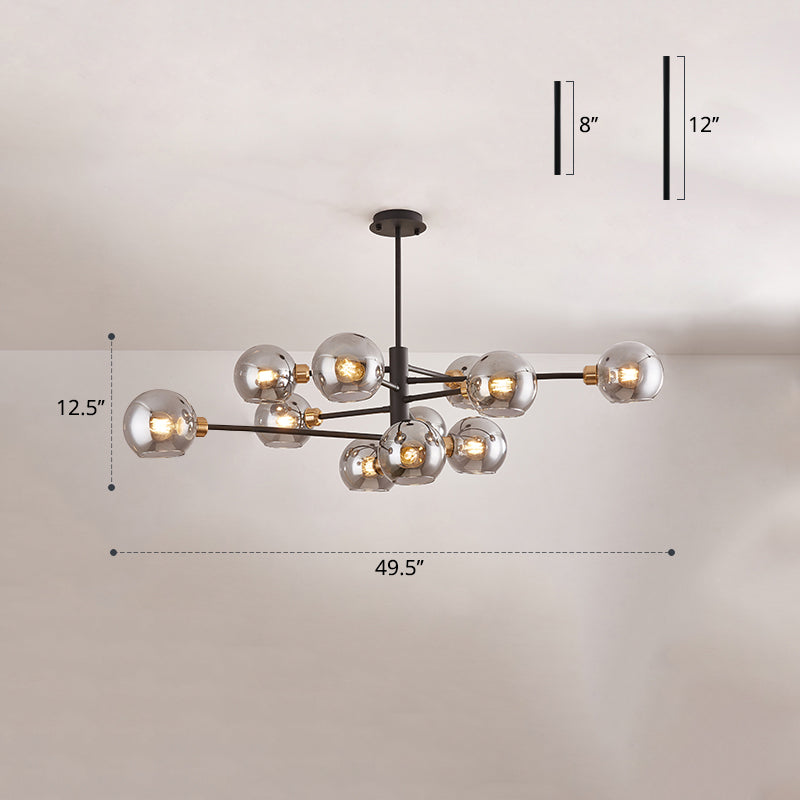Contemporary Sputnik Chandelier - Glass Living Room Ceiling Light Fixture+