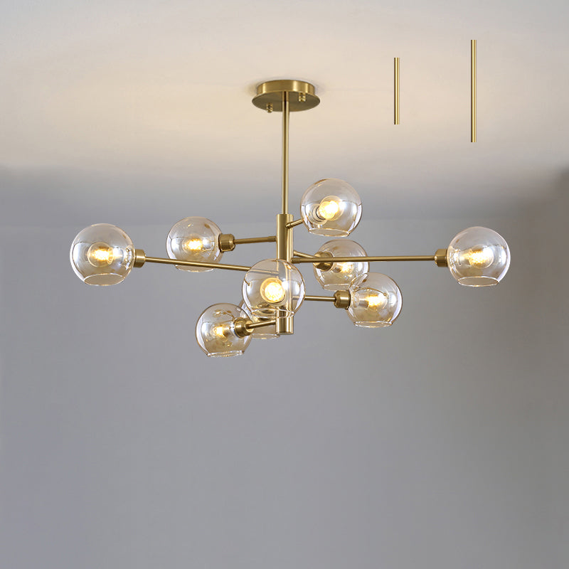 Contemporary Sputnik Chandelier - Glass Living Room Ceiling Light Fixture+