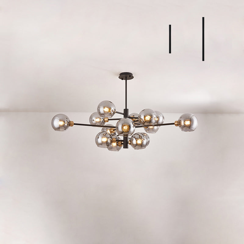 Sleek Postmodern Sputnik Chandelier For Living Room - Stylish Glass Ceiling Light Fixture 15 / Black