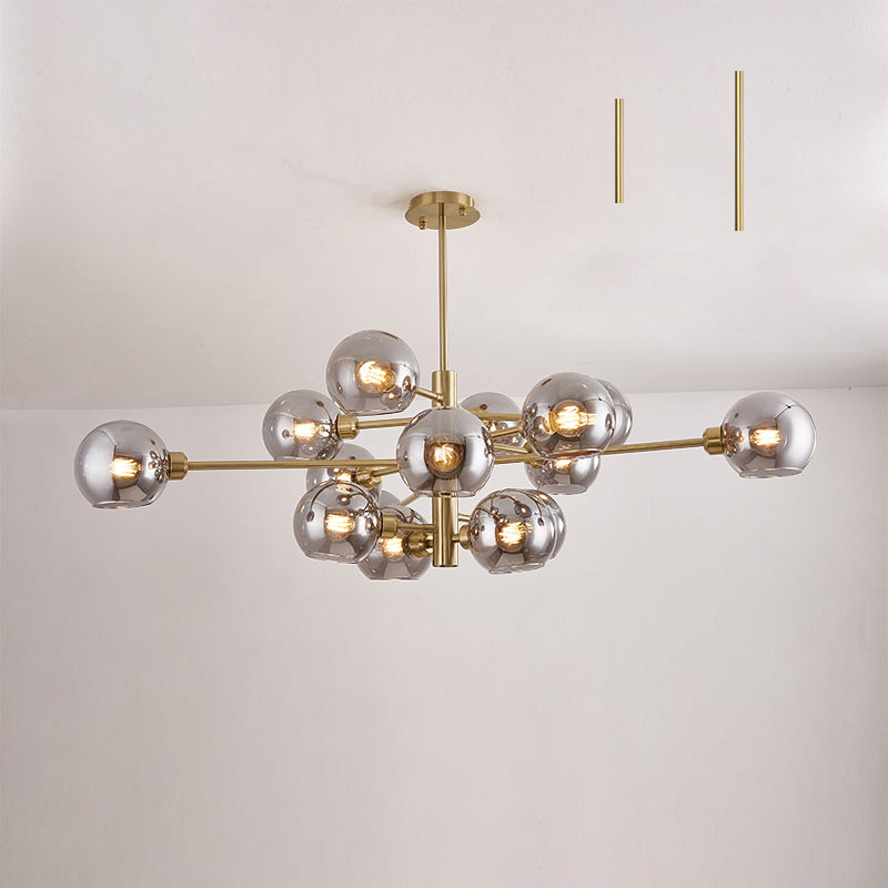 Sleek Postmodern Sputnik Chandelier For Living Room - Stylish Glass Ceiling Light Fixture 15 / Gold