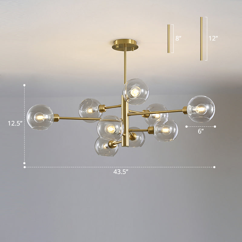 Contemporary Sputnik Chandelier - Glass Living Room Ceiling Light Fixture+