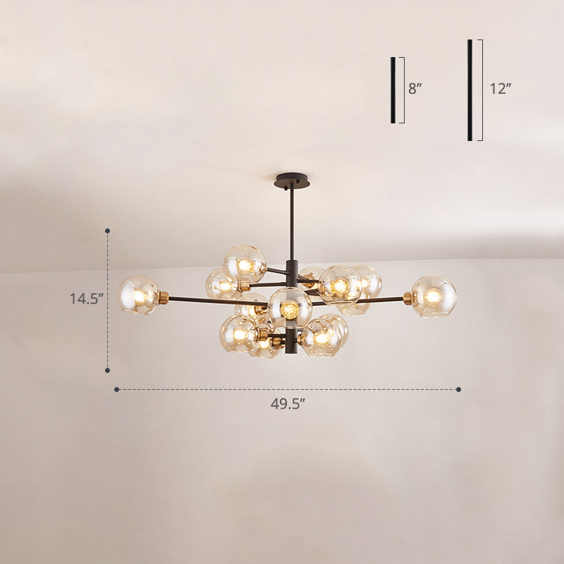 Contemporary Sputnik Chandelier - Glass Living Room Ceiling Light Fixture+