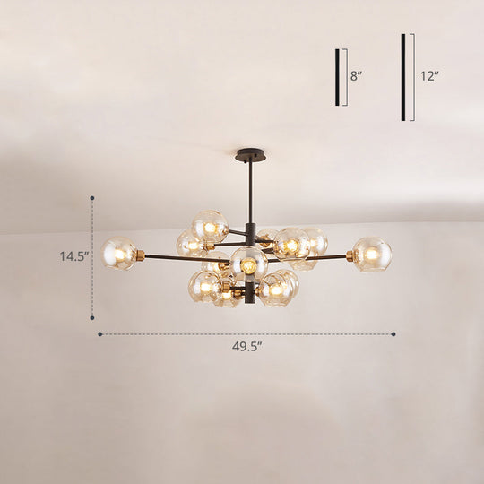 Contemporary Sputnik Chandelier - Glass Living Room Ceiling Light Fixture+