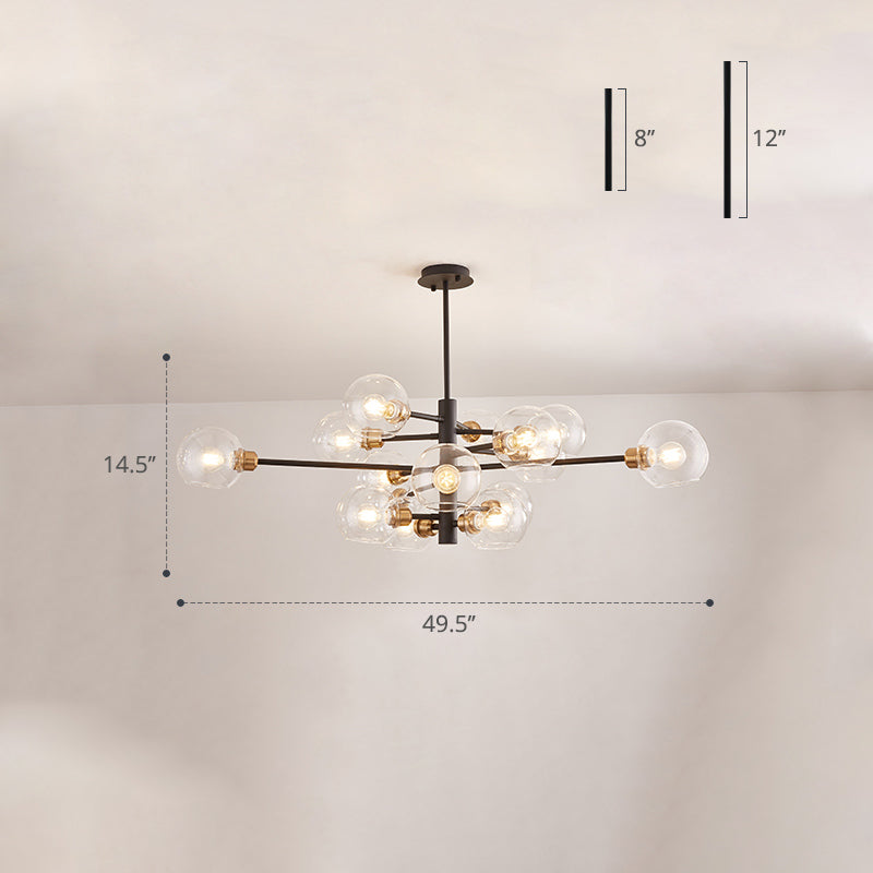 Contemporary Sputnik Chandelier - Glass Living Room Ceiling Light Fixture+