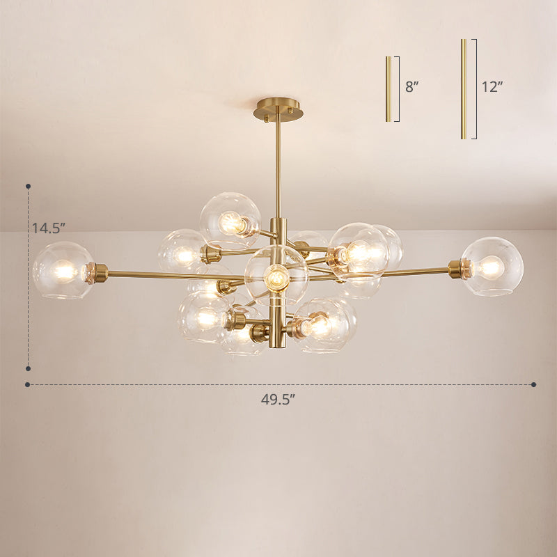 Contemporary Sputnik Chandelier - Glass Living Room Ceiling Light Fixture+