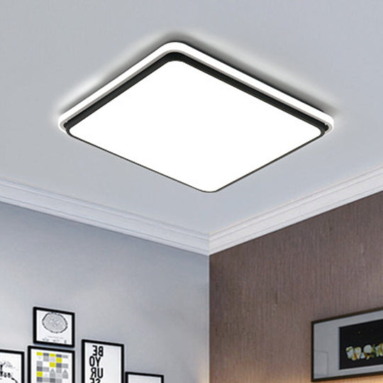 Modern LED Acrylic Flush Mount Ceiling Light - 16"/19.5"/35.5" Wide Black & White Square/Rectangle, White/Warm Light
