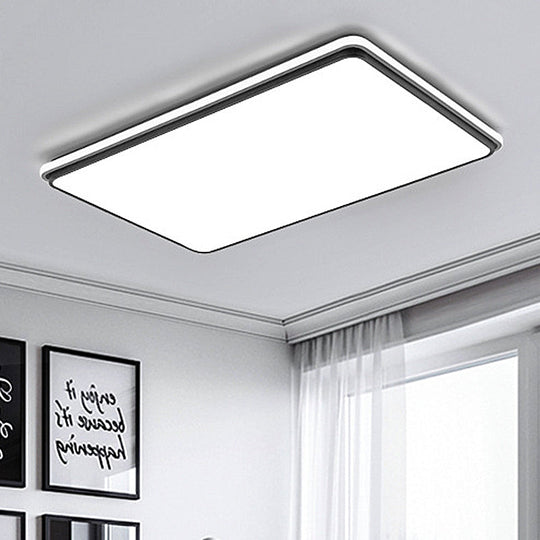 Modern LED Acrylic Flush Mount Ceiling Light - 16"/19.5"/35.5" Wide Black & White Square/Rectangle, White/Warm Light