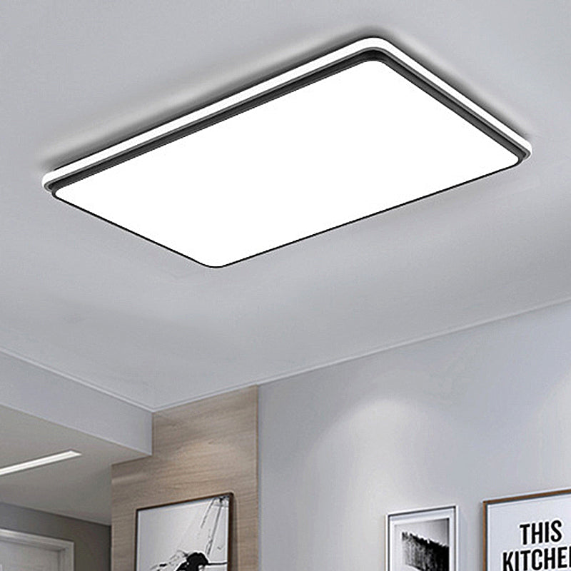 Modern LED Acrylic Flush Mount Ceiling Light - 16"/19.5"/35.5" Wide Black & White Square/Rectangle, White/Warm Light