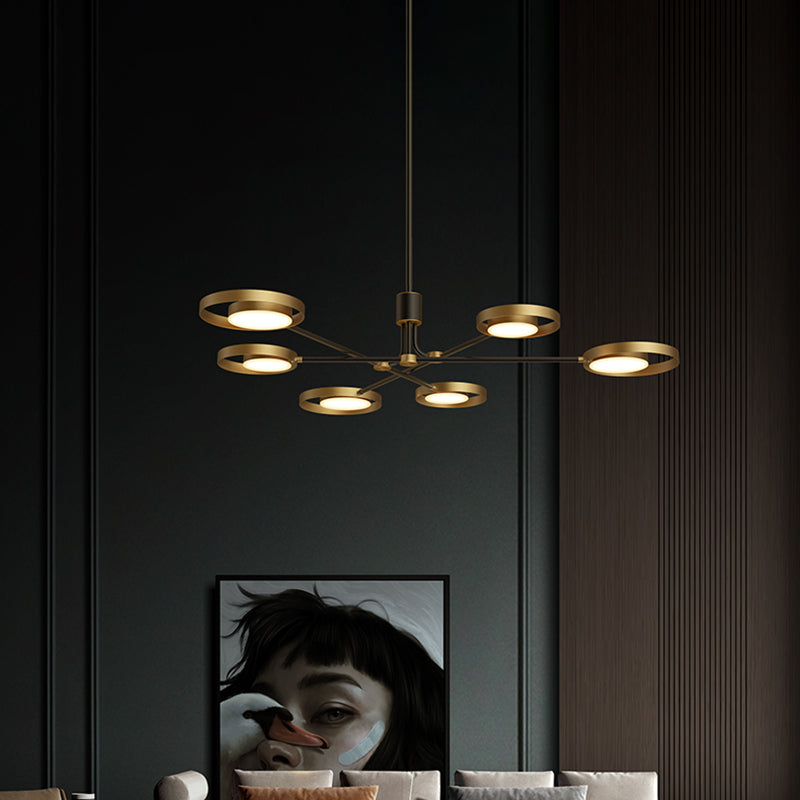 Postmodern Brass Molecular Led Chandelier With Acrylic Diffuser