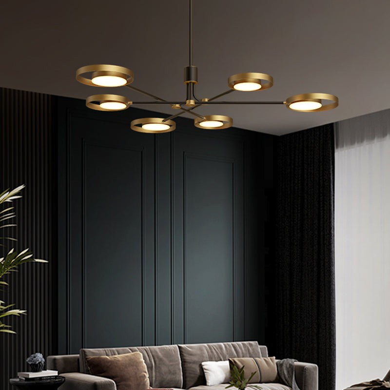 Postmodern Brass Molecular Led Chandelier With Acrylic Diffuser