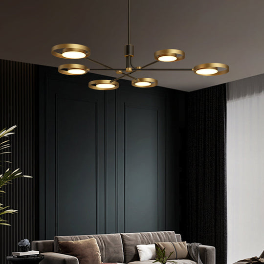Postmodern Brass Molecular Led Chandelier With Acrylic Diffuser