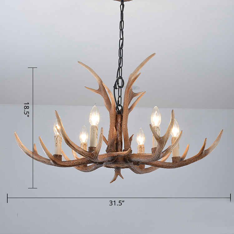 Antler Chandelier: Resin Countryside Living Room Lighting