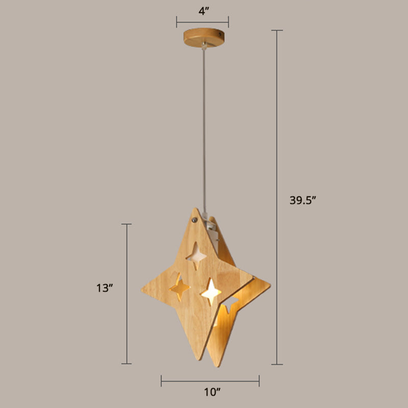 Nordic Beige Wooden Pendant Lamp Elegant Suspended Fixture For Dining Room