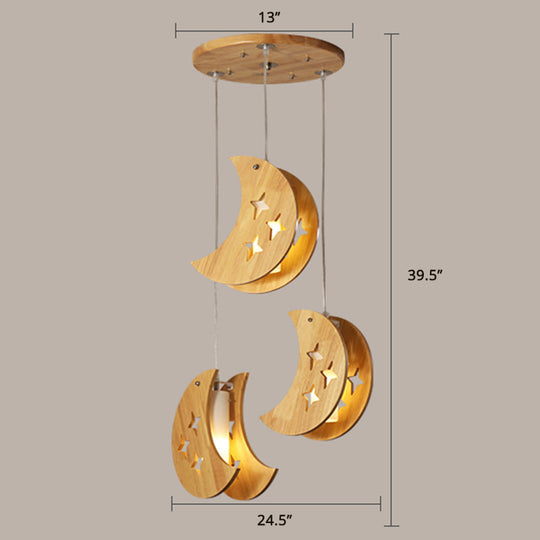 Beige Wooden Pendant Lamp: Nordic Suspended Lighting for Dining Room