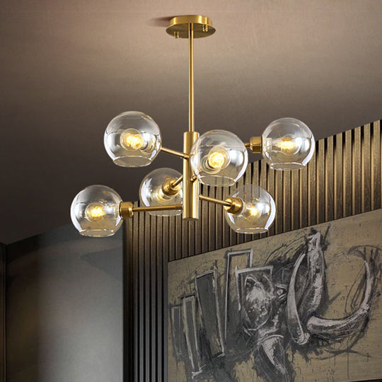 Modern Glass Dining Room Chandelier - Domed Hanging Lamp