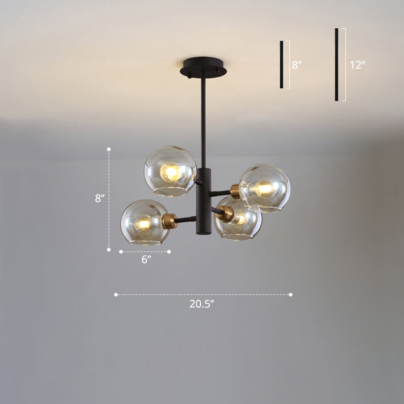 Modern Glass Dining Room Chandelier - Domed Hanging Lamp
