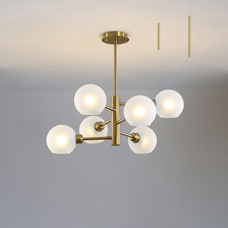 Modern Glass Dining Room Chandelier - Domed Hanging Lamp 6 / Gold Milk White