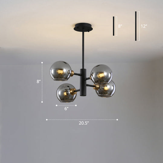 Modern Glass Dining Room Chandelier - Domed Hanging Lamp