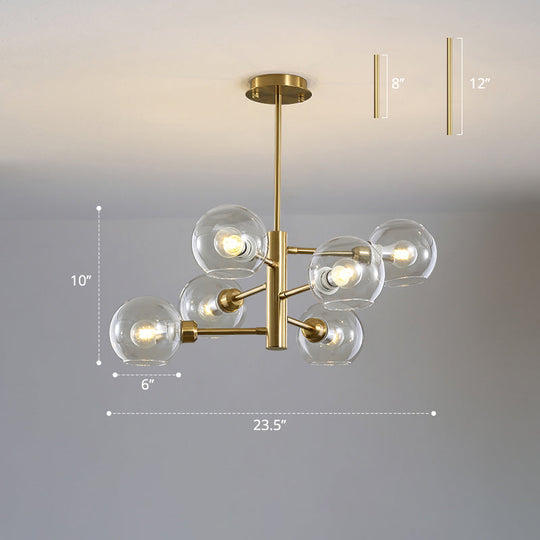 Modern Glass Dining Room Chandelier - Domed Hanging Lamp