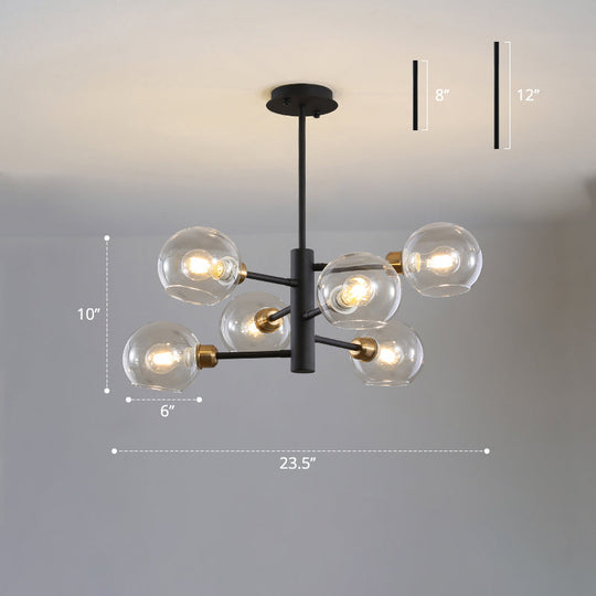 Modern Glass Dining Room Chandelier - Domed Hanging Lamp