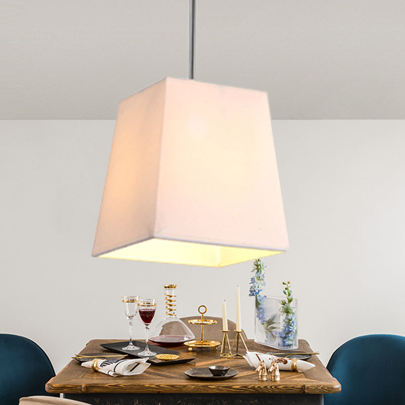 Modern Nordic Style Trapezoid Fabric Pendant Lamp - 1 Light, White/Black/Coffee - 8"/11" Wide