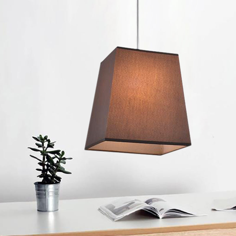 Modern Nordic Style Trapezoid Fabric Pendant Lamp - 1 Light, White/Black/Coffee - 8"/11" Wide