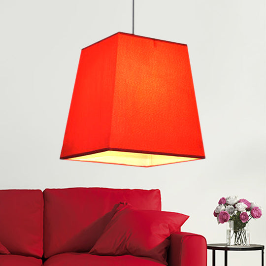 Modern Nordic Trapezoid Fabric Pendant Lamp - 1 Light White/Black/Coffee 8/11 Wide Red / 8