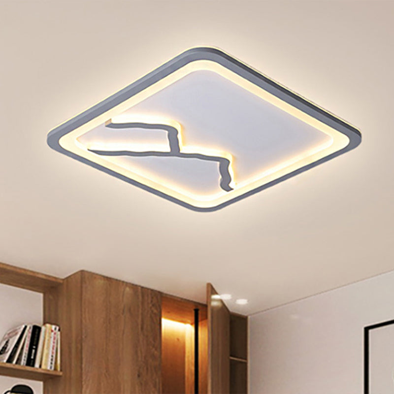 Contemporary LED Acrylic Flush Mount Light in White/Warm Light - Square/Rectangle, 19.5"/23.5"/35.5" Wide