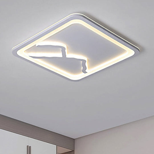 Contemporary LED Acrylic Flush Mount Light in White/Warm Light - Square/Rectangle, 19.5"/23.5"/35.5" Wide