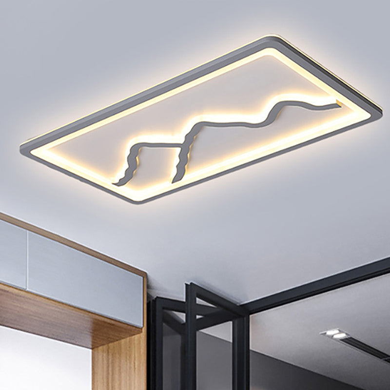 Contemporary LED Acrylic Flush Mount Light in White/Warm Light - Square/Rectangle, 19.5"/23.5"/35.5" Wide