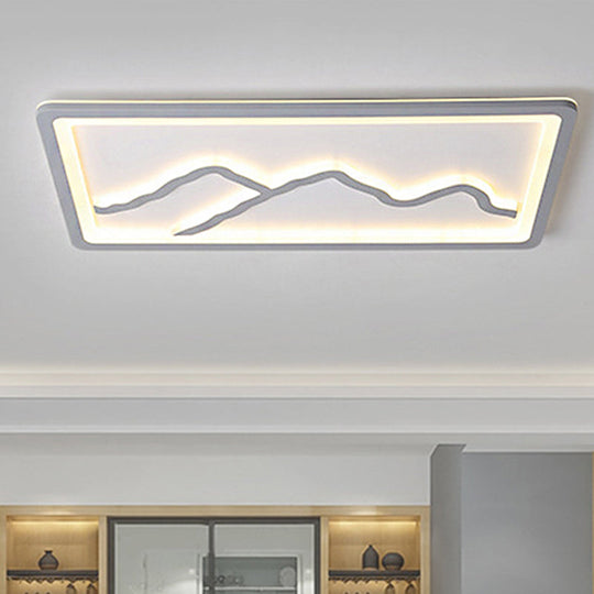 Contemporary LED Acrylic Flush Mount Light in White/Warm Light - Square/Rectangle, 19.5"/23.5"/35.5" Wide